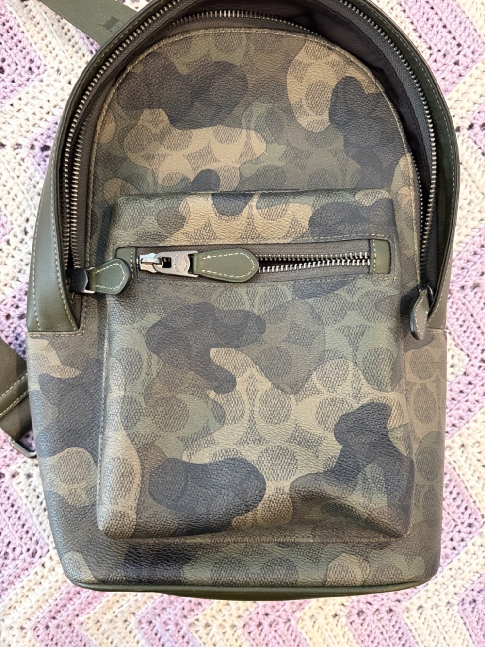 Coach Green Camo Sling Backpack